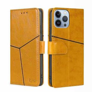 For iPhone 14 Pro Geometric Stitching Leather Phone Case(Light Brown)