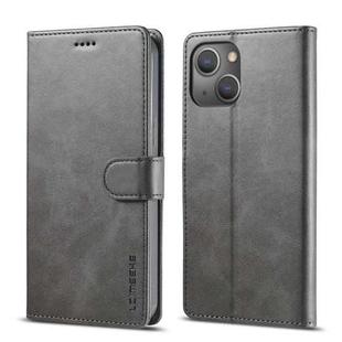 For iPhone 14 LC.IMEEKE Calf Texture Horizontal Flip Leather Case (Grey)