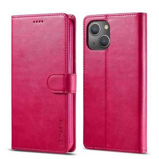 For iPhone 14 Plus LC.IMEEKE Calf Texture Horizontal Flip Leather Case (Red)