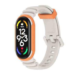 For Xiaomi Mi Band 5 / 6 / 7 MIJOBS GS Unibody Two-color Watch Band(Warm Grey Orange)