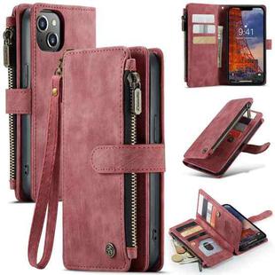 For iPhone 14 Plus CaseMe C30 Multifunctional Phone Leather Case (Red)