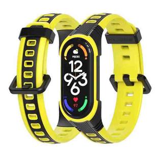 For Xiaomi Mi Band 5 / 6 / 7 MIJOBS Unibody Two-color Silicone Watch Band(Black Yellow)