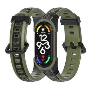 For Xiaomi Mi Band 7 / 7 NFC MIJOBS Unibody Two-color Silicone Watch Band(Black Army Green)