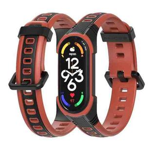 For Xiaomi Mi Band 5 / 6 / 7 MIJOBS Unibody Two-color Silicone Watch Band(Black Orange)