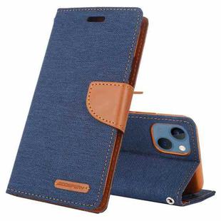 For iPhone 14 GOOSPERY CANVAS DIARY Canvas Texture Flip Leather Phone Case (Navy Blue)