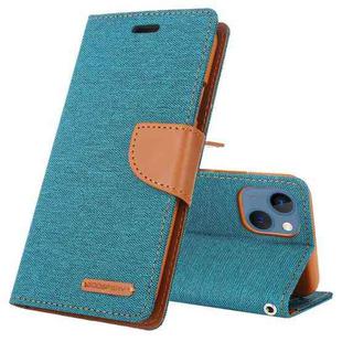 For iPhone 14 GOOSPERY CANVAS DIARY Canvas Texture Flip Leather Phone Case (Green)