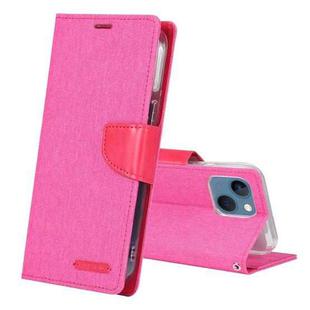 For iPhone 14 GOOSPERY CANVAS DIARY Canvas Texture Flip Leather Phone Case (Rose Red)