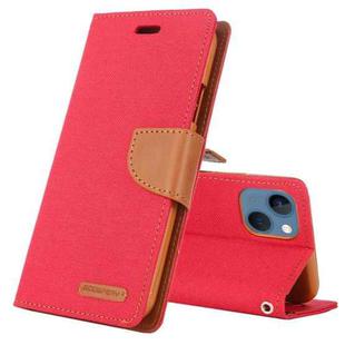 For iPhone 14 Plus GOOSPERY CANVAS DIARY Canvas Texture Flip Leather Phone Case (Red)