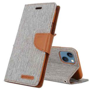 For iPhone 14 Plus GOOSPERY CANVAS DIARY Canvas Texture Flip Leather Phone Case (Grey)