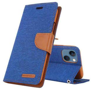 For iPhone 14 Plus GOOSPERY CANVAS DIARY Canvas Texture Flip Leather Phone Case (Blue)
