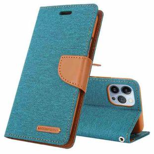 For iPhone 14 Pro GOOSPERY CANVAS DIARY Canvas Texture Flip Leather Phone Case(Green)