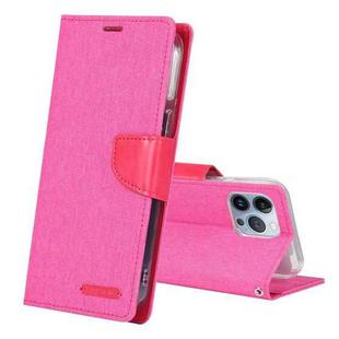 For iPhone 14 Pro GOOSPERY CANVAS DIARY Canvas Texture Flip Leather Phone Case(Rose Red)