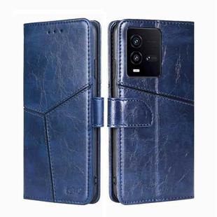 For vivo iQOO 10 Geometric Stitching Leather Phone Case(Blue)