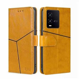 For vivo iQOO 10 Geometric Stitching Leather Phone Case(Yellow)