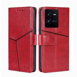 For vivo iQOO 10 Pro 5G Geometric Stitching Leather Phone Case(Red)