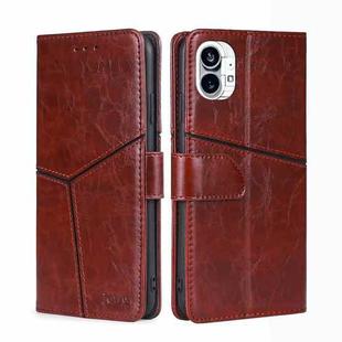 For Nothing Phone 1 Geometric Stitching Leather Phone Case(Dark Brown)