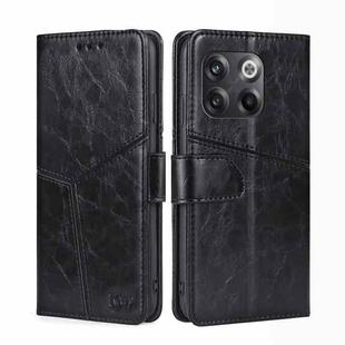 For OnePlus 10T Geometric Stitching Leather Phone Case(Black)