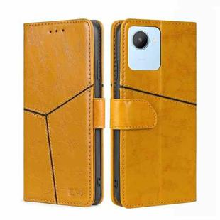 For Realme C30 4G/Narzo 50i Prime Geometric Stitching Leather Phone Case(Yellow)