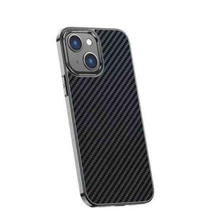 For iPhone 13 Carbon Fiber Kevlar Electroplate Phone Case(Black)