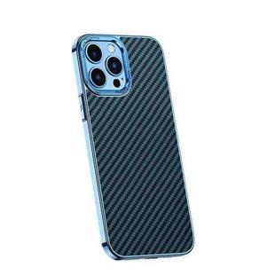 For iPhone 13 Pro Max Carbon Fiber Kevlar Electroplate Phone Case (Sierra Blue)