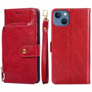 For iPhone 14 Zipper Bag Leather Phone Case (Red)