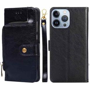 For iPhone 14 Pro Zipper Bag Leather Phone Case(Black)