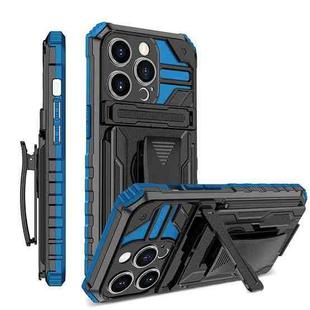 For iPhone 14 Pro Max King Kong Back Clip Series Holder Phone Case (Blue)