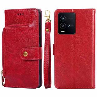 For vivo iQOO 10 Zipper Bag Leather Phone Case(Red)