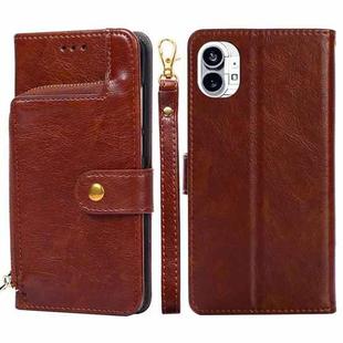 For Nothing Phone 1 Zipper Bag Leather Phone Case(Brown)