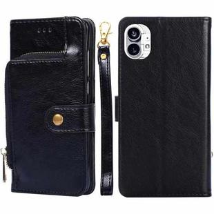 For Nothing Phone 1 Zipper Bag Leather Phone Case(Black)