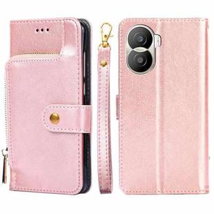 For Honor X40i Zipper Bag Leather Phone Case(Rose Gold)