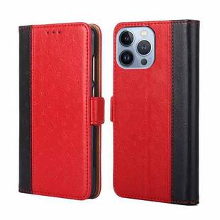 For iPhone 14 Pro Ostrich Texture Flip Leather Phone Case(Red)