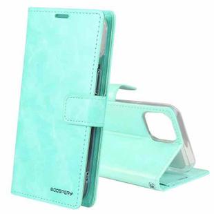For iPhone 14 Plus GOOSPERY BLUE MOON Crazy Horse Texture Leather Case (Mint Green)