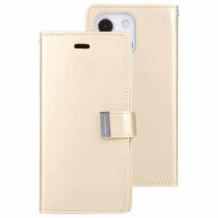 For iPhone 14 GOOSPERY RICH DIARY Crazy Horse Texture Leather Case (Gold)