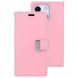 For iPhone 14 GOOSPERY RICH DIARY Crazy Horse Texture Leather Case (Pink)