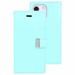 For iPhone 14 Plus GOOSPERY RICH DIARY Crazy Horse Texture Leather Case (Mint Green)