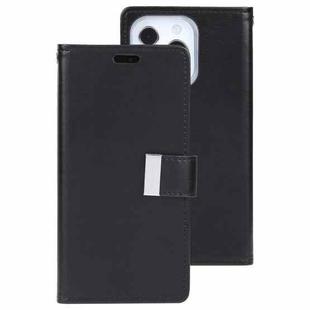For iPhone 14 Pro GOOSPERY RICH DIARY Crazy Horse Texture Leather Case(Black)