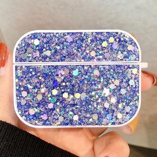 For AirPods Pro Glitter Sequins Wireless Earphone Protective Case(Dark Blue)