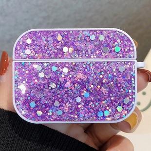 For AirPods Pro Glitter Sequins Wireless Earphone Protective Case(Purple)