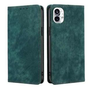 For Nothing Phone 1 RFID Anti-theft Brush Magnetic Leather Phone Case(Green)