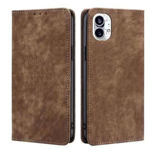 For Nothing Phone 1 RFID Anti-theft Brush Magnetic Leather Phone Case(Brown)