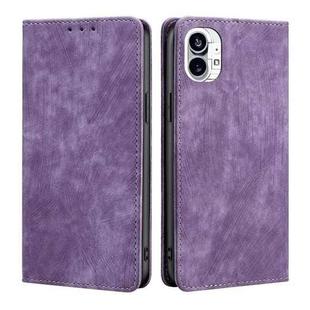For Nothing Phone 1 RFID Anti-theft Brush Magnetic Leather Phone Case(Purple)