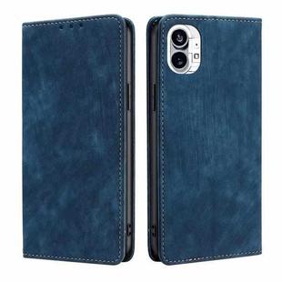 For Nothing Phone 1 RFID Anti-theft Brush Magnetic Leather Phone Case(Blue)