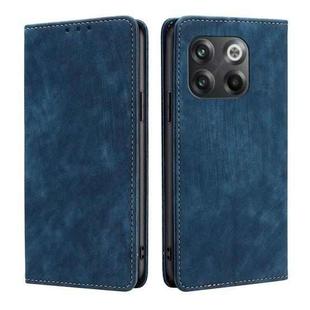 For OnePlus 10T RFID Anti-theft Brush Magnetic Leather Phone Case(Blue)