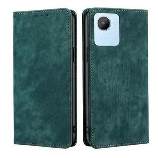 For Realme C30 4G/Narzo 50i Prime RFID Anti-theft Brush Magnetic Leather Phone Case(Green)