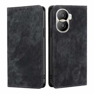 For Honor X40i RFID Anti-theft Brush Magnetic Leather Phone Case(Black)