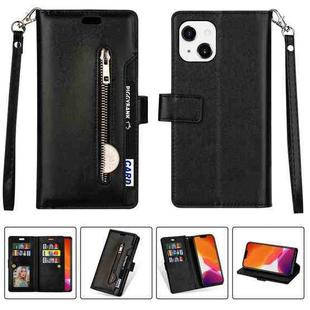 For iPhone 14 Multifunctional Zipper Horizontal Flip Leather Case (Black)