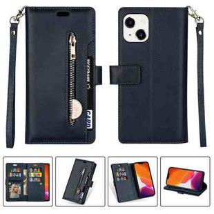 For iPhone 14 Multifunctional Zipper Horizontal Flip Leather Case Max(Blue)