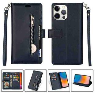 For iPhone 14 Pro Max Multifunctional Zipper Horizontal Flip Leather Case(Blue)