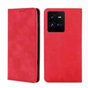 For vivo iQOO 10 Pro 5G Skin Feel Magnetic Horizontal Flip Leather Phone Case(Red)